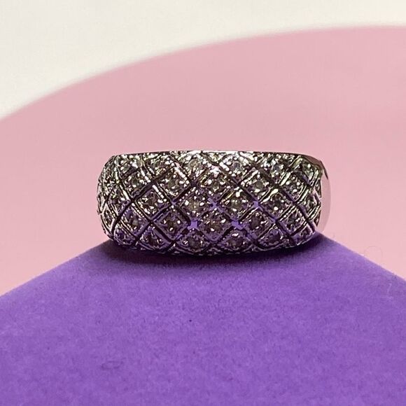 💛 Classic 925 Diamond Dome Statement Ring - Picture 1 of 7